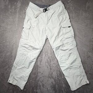 Eastern Mountain Sports Mens Convertible Pants Gray Zip Off Shorts Belted 36X32